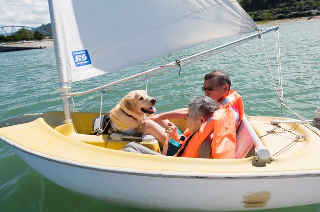 盲導犬と一緒にハンザクラス(ヨット)体験